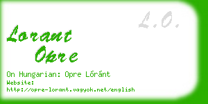 lorant opre business card
